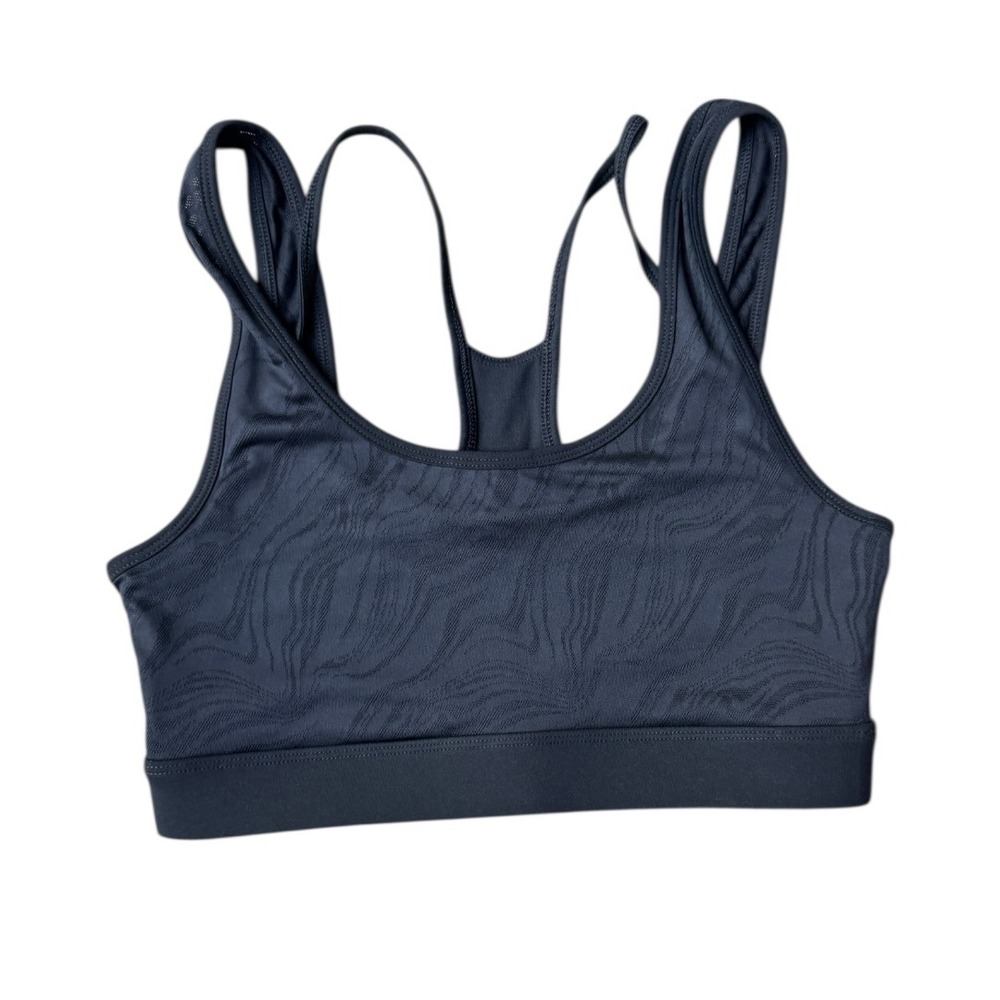 Fabletics Black Embossed Zebra Print Racerback Sports Bra Small